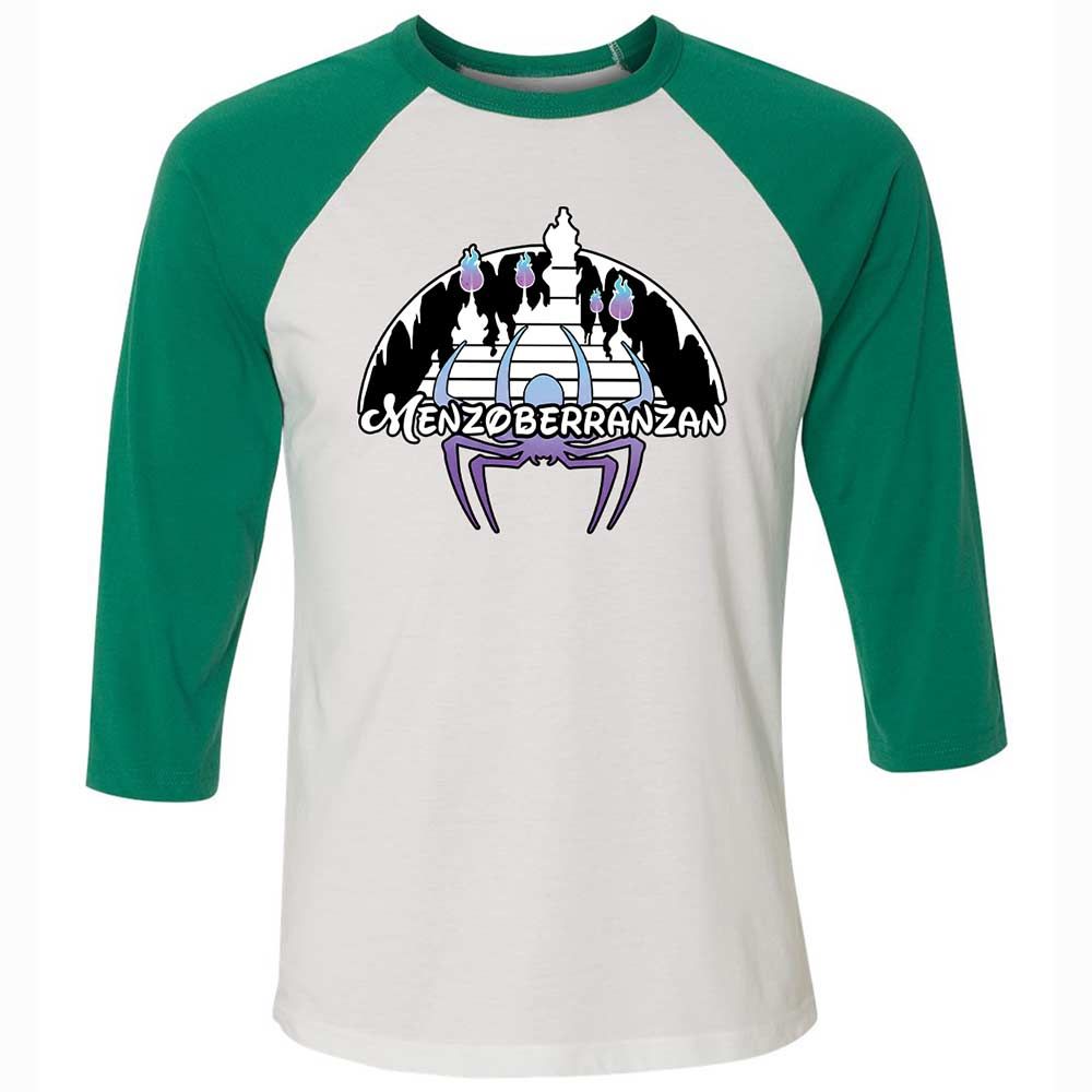 Menzoberranzan Unisex 3/4 Baseball Tee - White/Kelly - 6