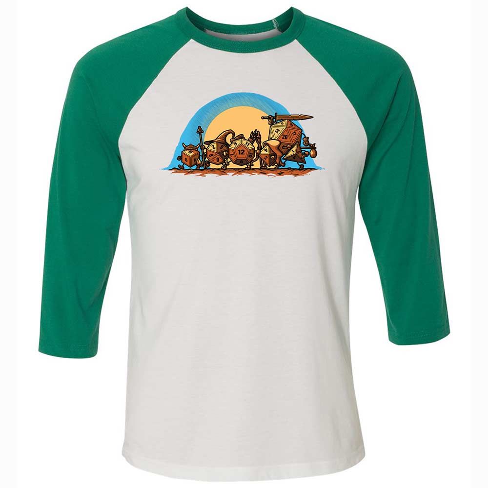 The Fellowship Of The Dice Unisex 3/4 Baseball Tee - White/Kelly - 6