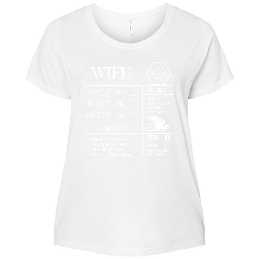 Wife Stats 2 Ladies Curvy Jersey - White - 6