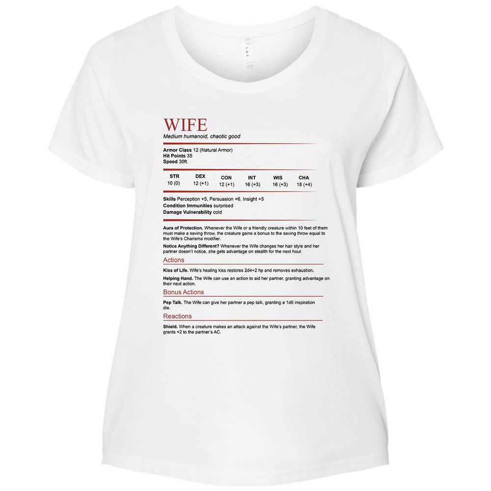Wife White Ladies Curvy Jersey - White - 6