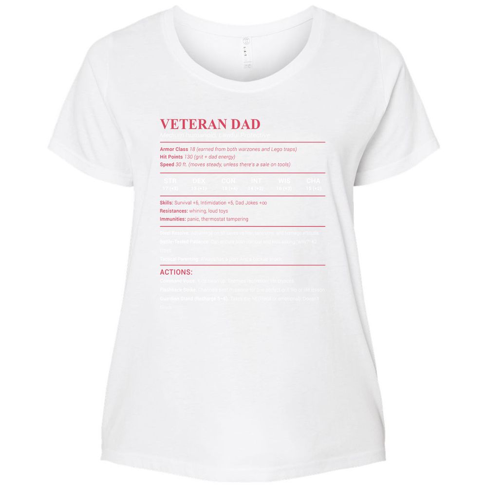 Veteran Dad Ladies Curvy Jersey - White - 6