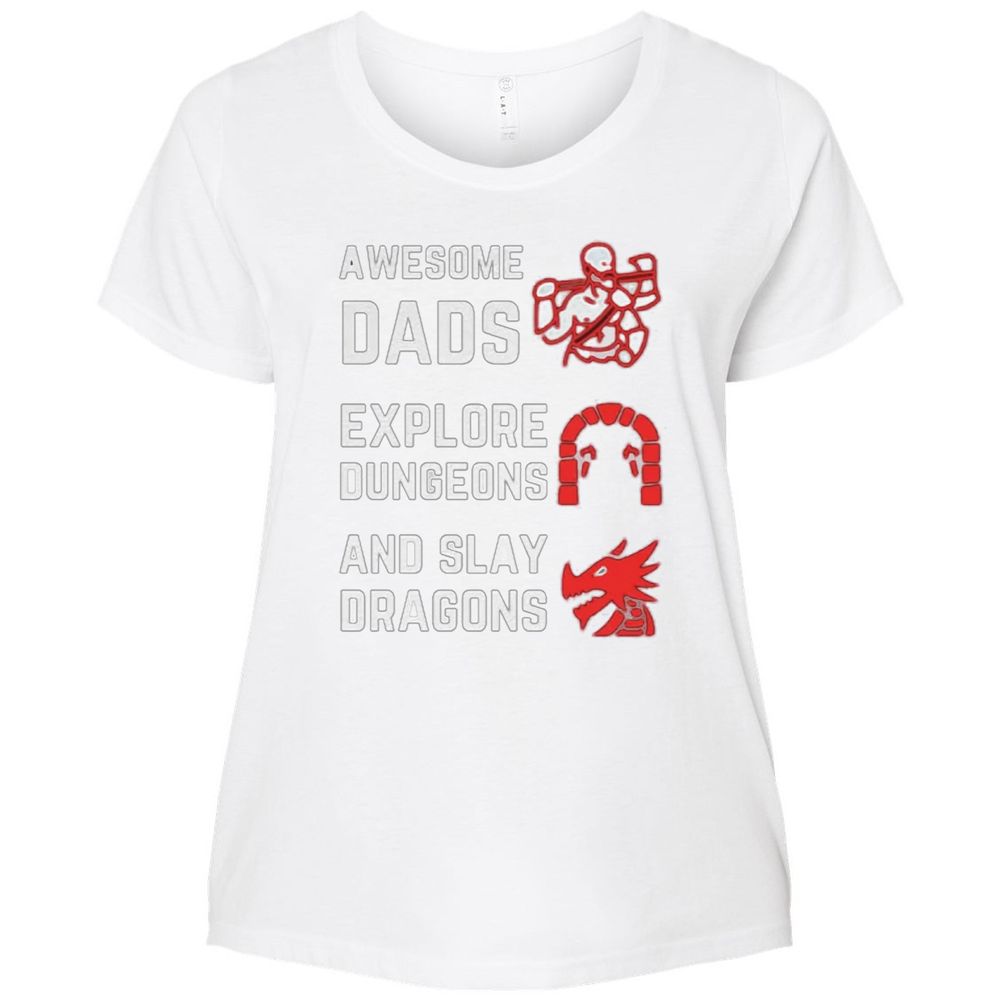 Awesome Dad Fathers Day Ladies Curvy Jersey - White - 6