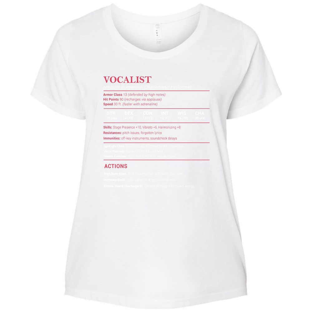 Vocalist Stats Ladies Curvy Jersey - White - 6