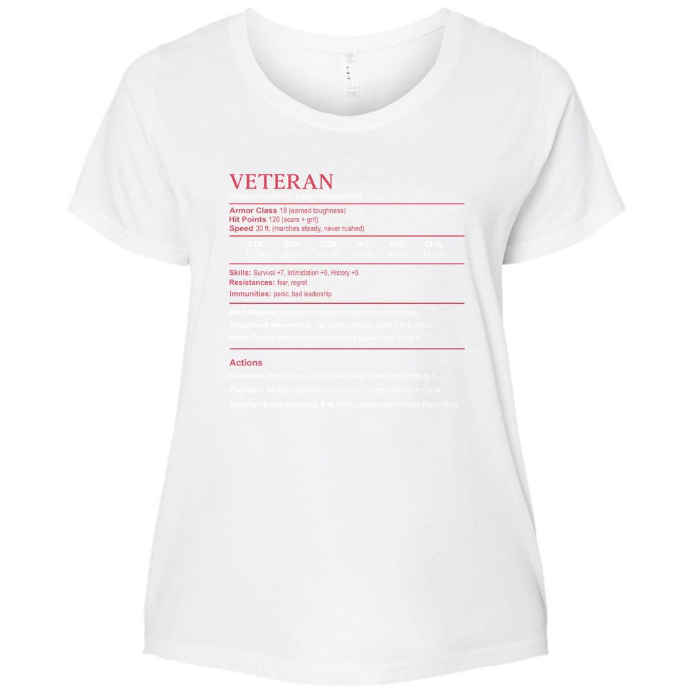 Veteran Stats Ladies Curvy Jersey - White - 6