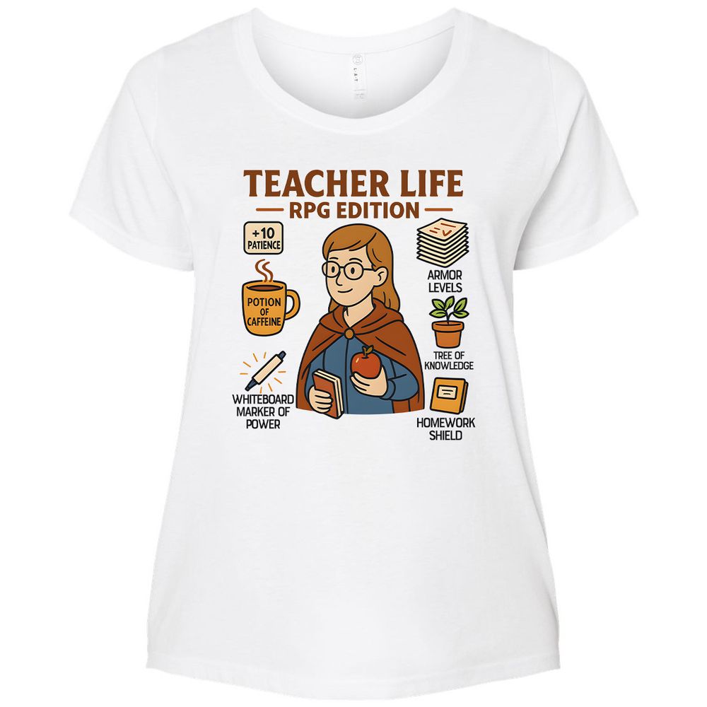 Teacher Life RPG Edition Ladies Curvy Jersey - White - 6