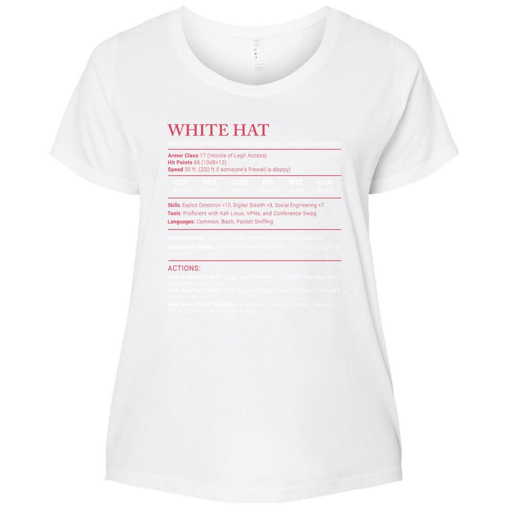 White Hat Stats Ladies Curvy Jersey - White - 6