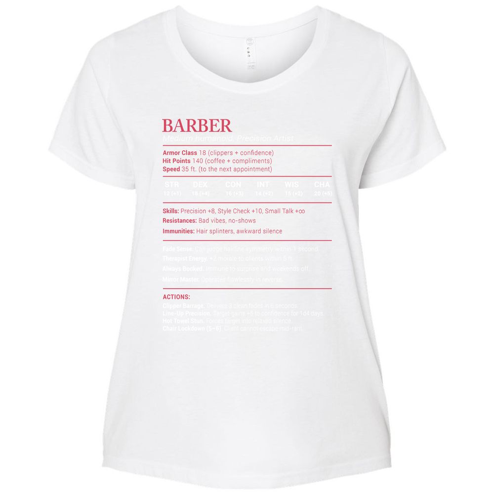 Barber Stats Ladies Curvy Jersey - White - 6