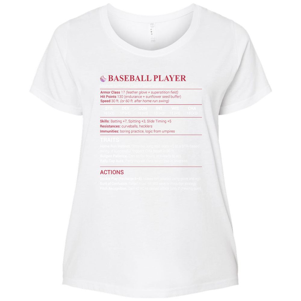 Baseball Player Ladies Curvy Jersey - White - 6