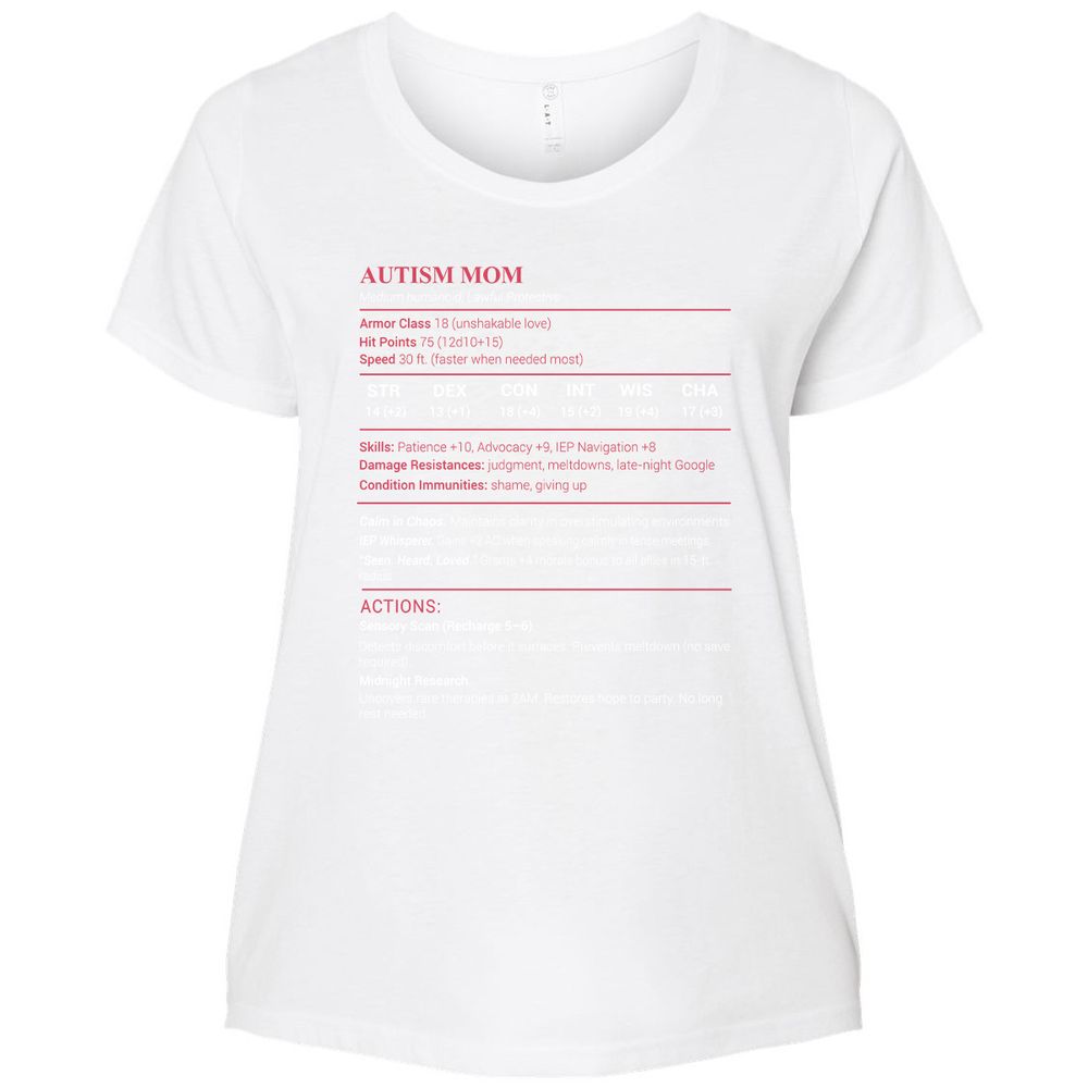 Autism Mom Stats Ladies Curvy Jersey - White - 6