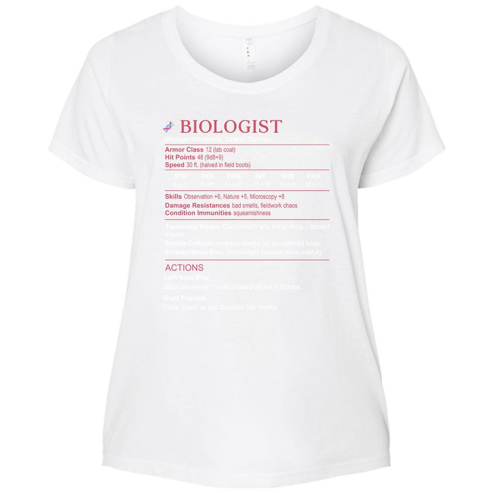Biologist Stats Ladies Curvy Jersey - White - 6