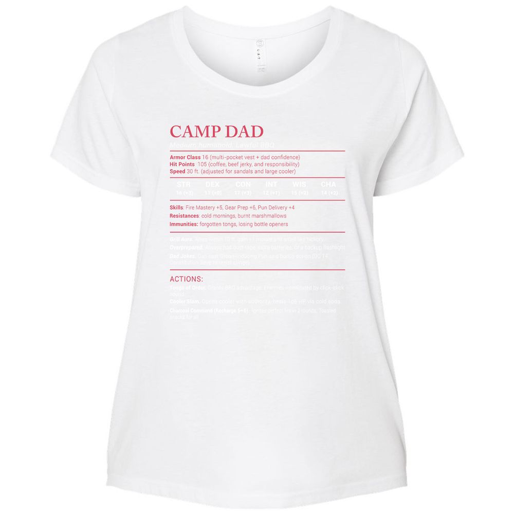 Camp Dad Stats Ladies Curvy Jersey - White - 6