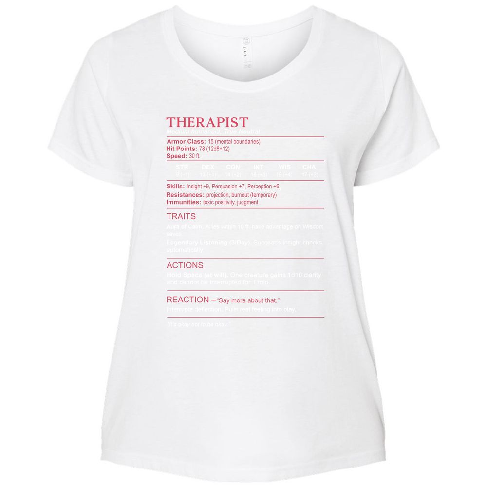 Therapist Stats Ladies Curvy Jersey - White - 6