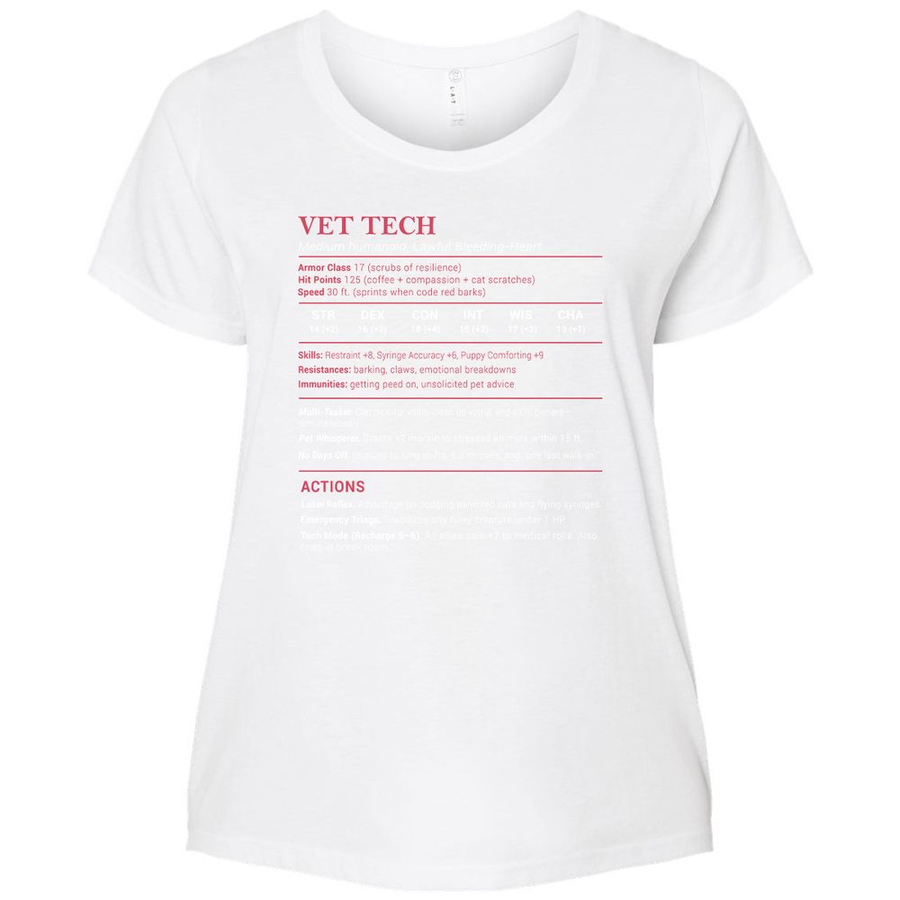 Vet Tech Stats Ladies Curvy Jersey - White - 6