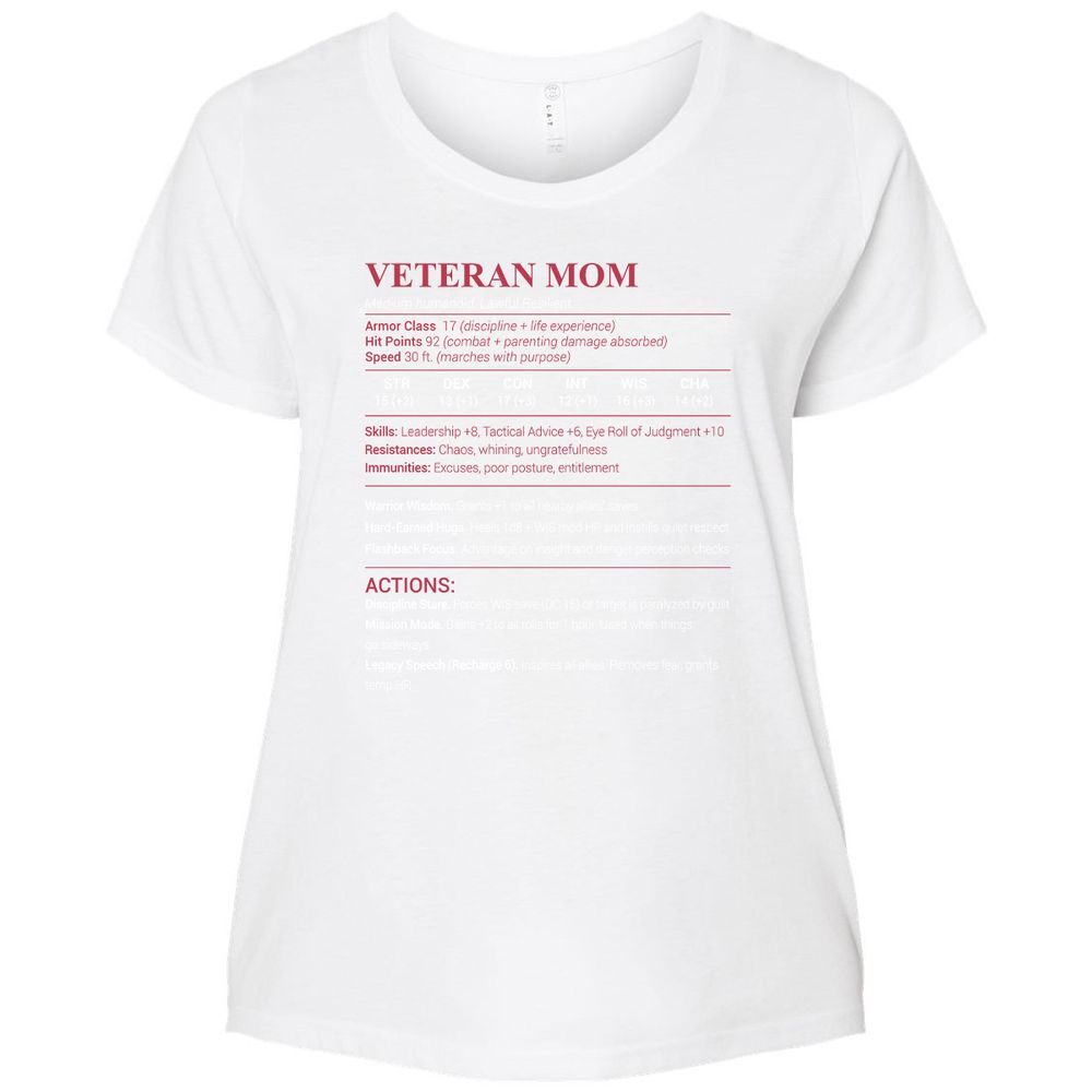 Veteran Mom Ladies Curvy Jersey - White - 6