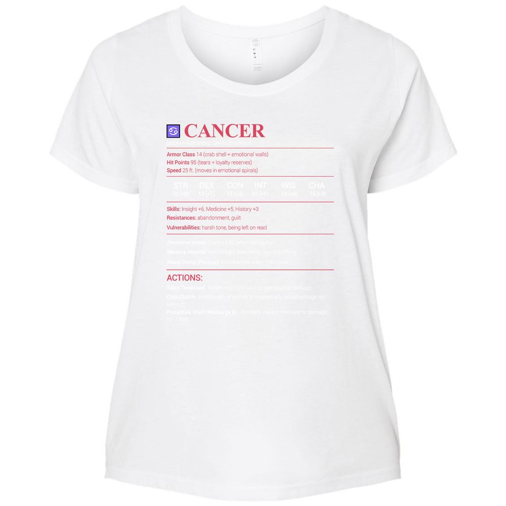 Cancer Stats Ladies Curvy Jersey - White - 6