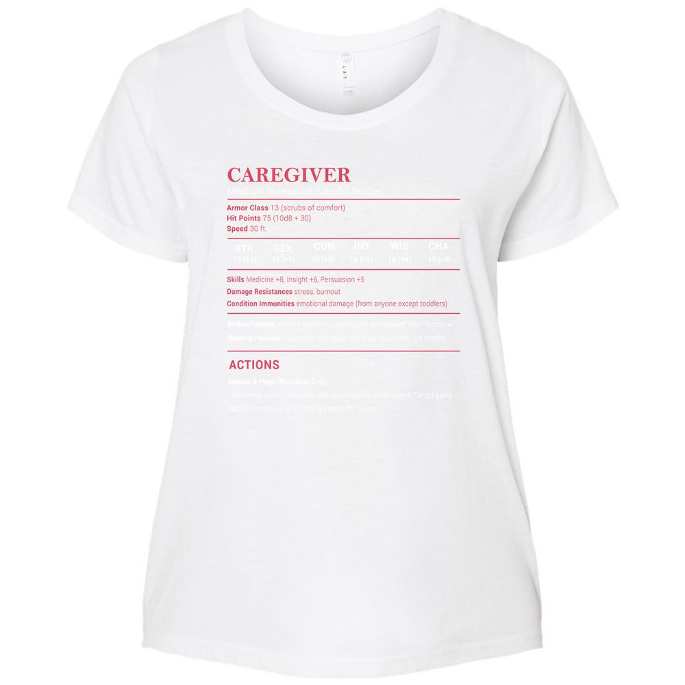 Caregiver Stats Ladies Curvy Jersey - White - 6