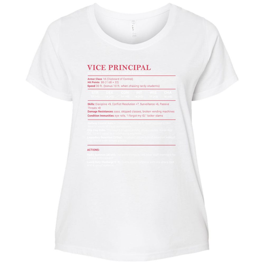 Vice Principal Stats Ladies Curvy Jersey - White - 6