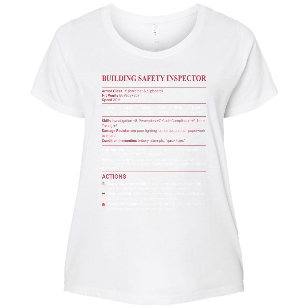 Building Safety Inspector Ladies Curvy Jersey - White - 6