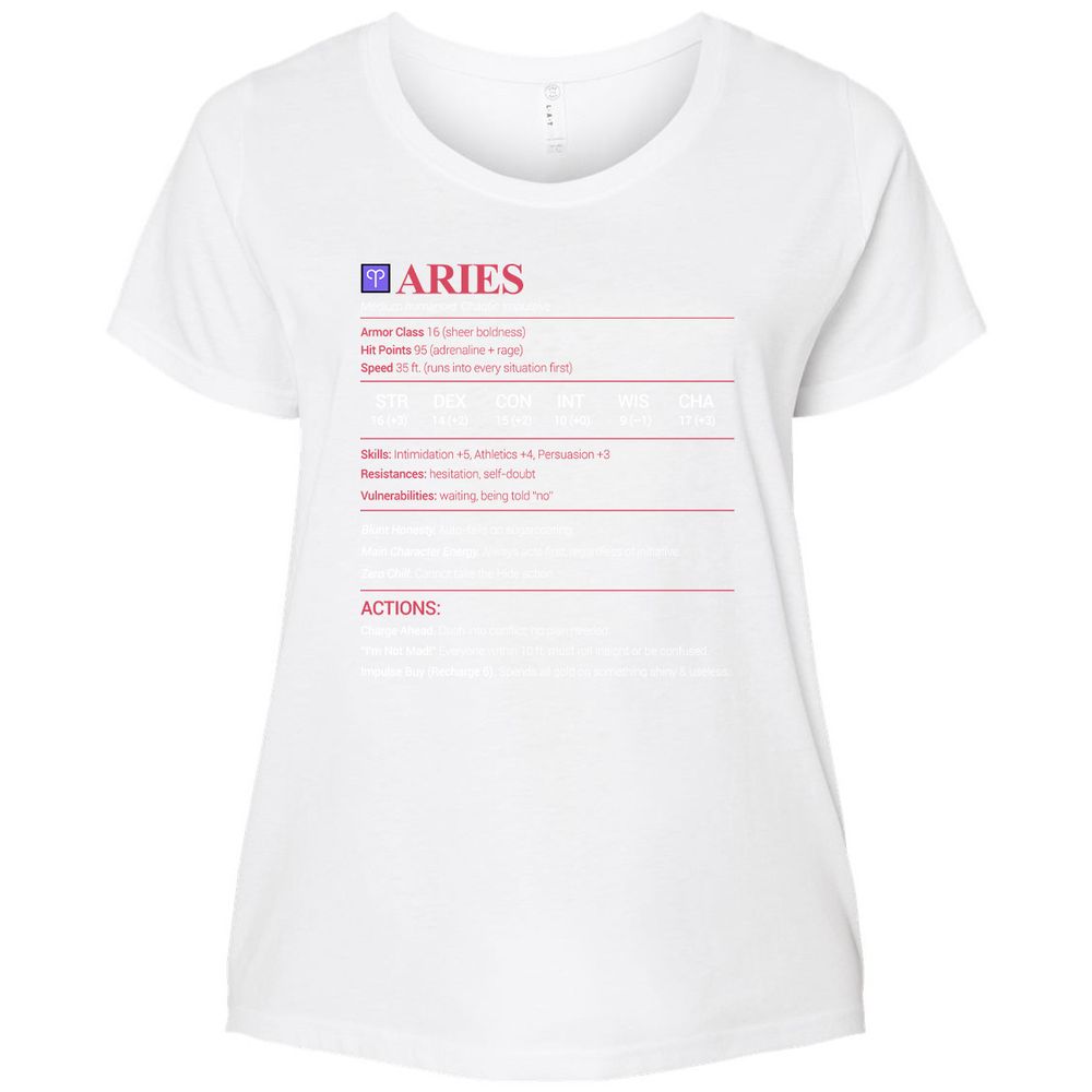 Aries Stats Ladies Curvy Jersey - White - 6