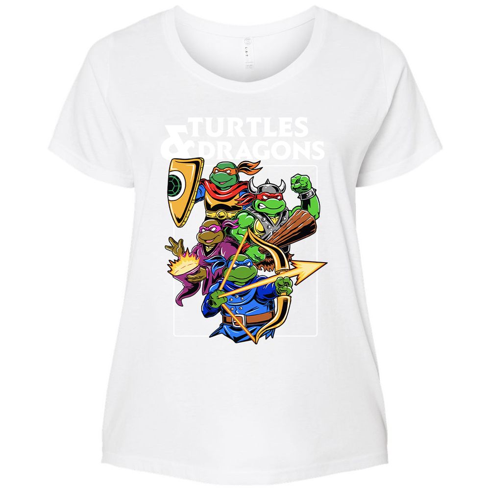 Turtles & Dragons Ladies Curvy Jersey - White - 6