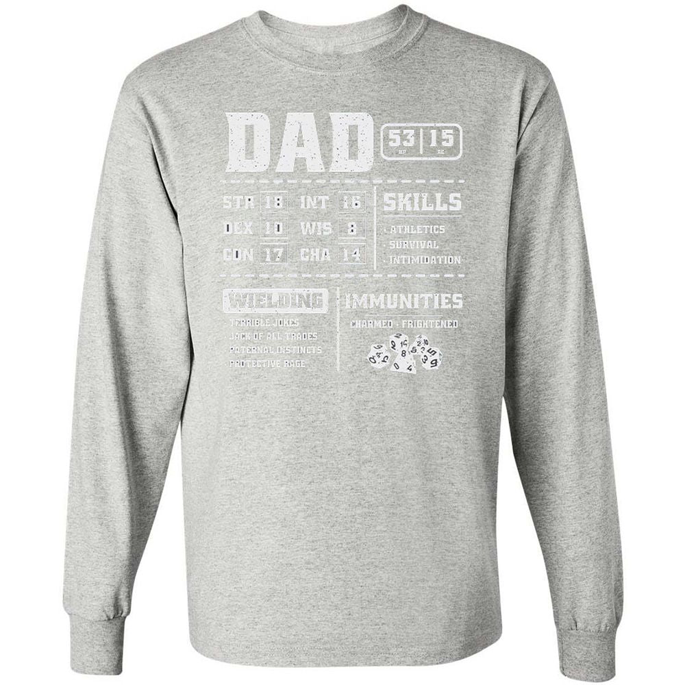 Dad Stat Block 2 Long Sleeve T-Shirt - Ash - 7