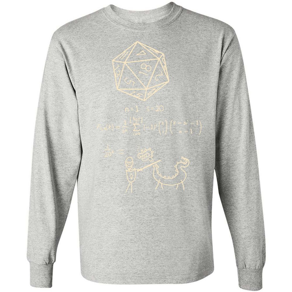 Science Of20 Sided Dice Long Sleeve T-Shirt - Ash - 7