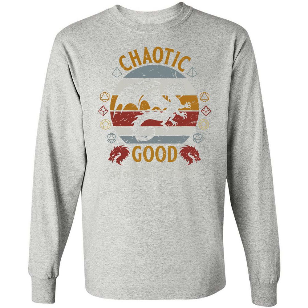 Chaotic Good Long Sleeve T-Shirt - Ash - 7