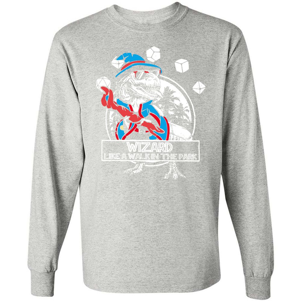 Wizard Like The Walk In The Park Long Sleeve T-Shirt - Ash - 7