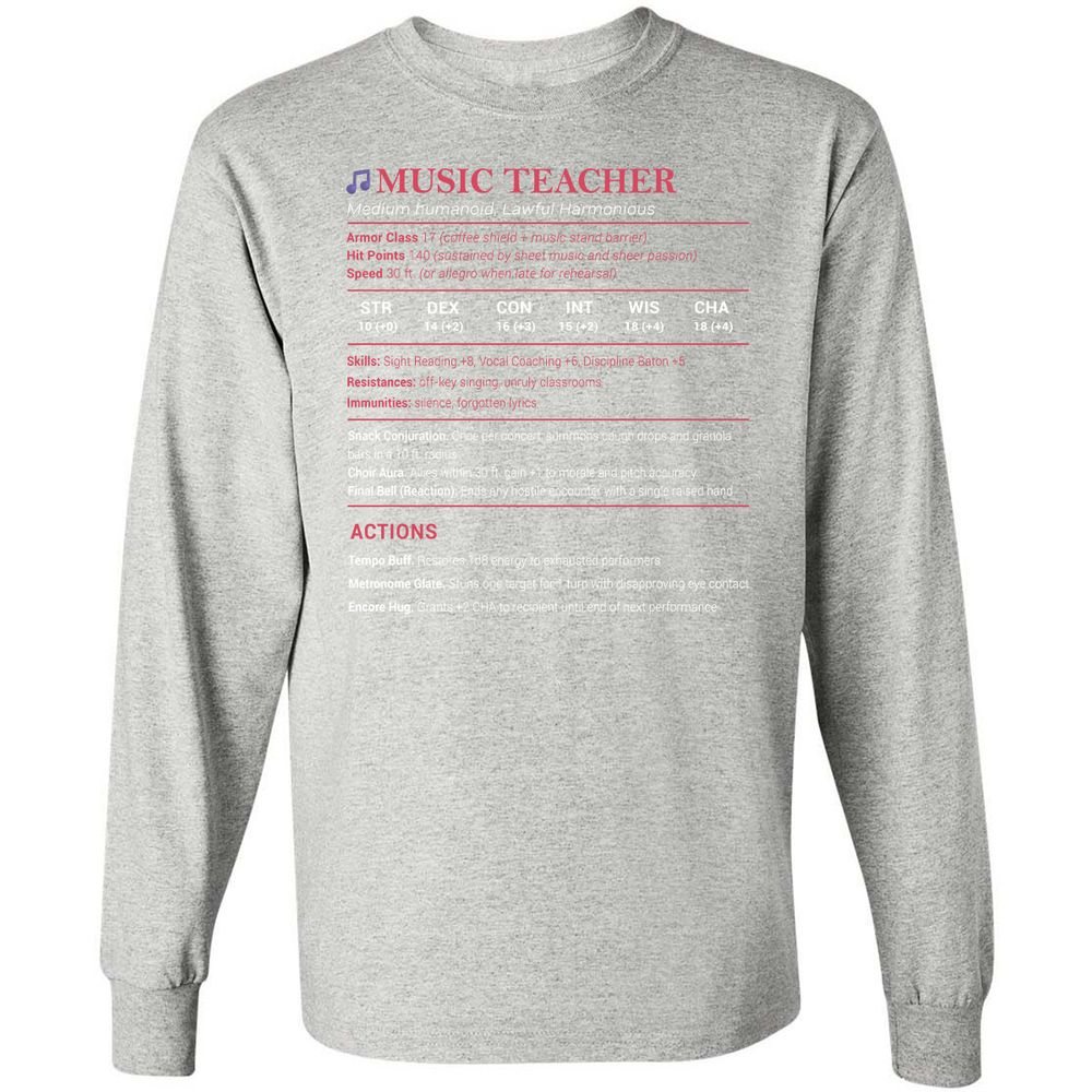 Music Teacher Long Sleeve T-Shirt - Ash - 7
