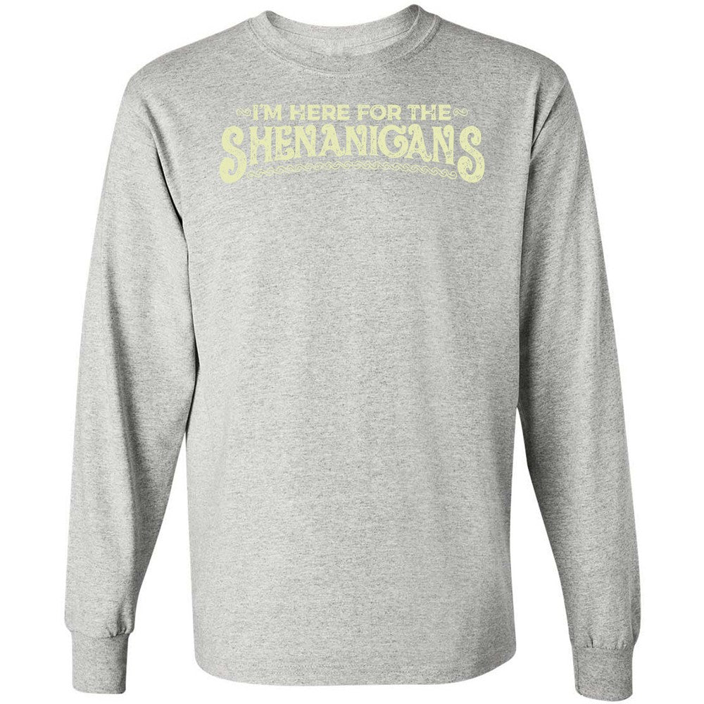 Here For The Shenanigans Long Sleeve T-Shirt - Ash - 7