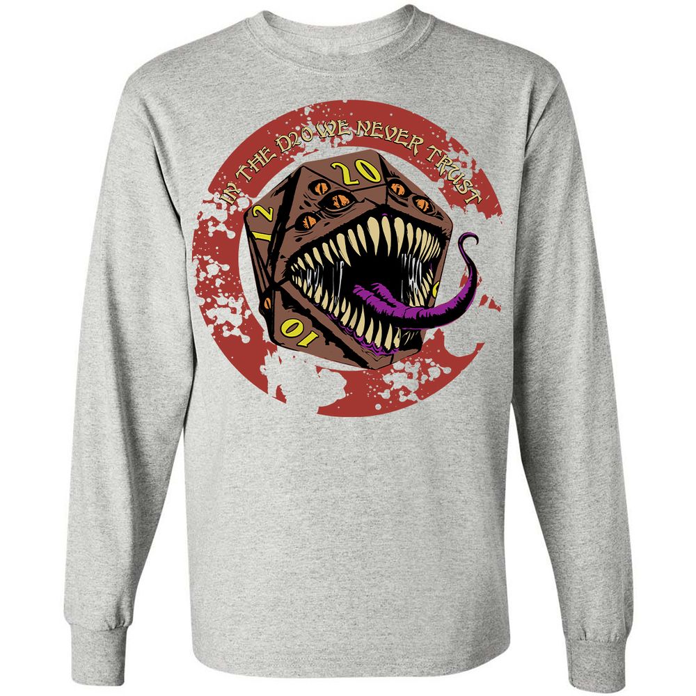 In The D20 We Never Trust Long Sleeve T-Shirt - Ash - 7