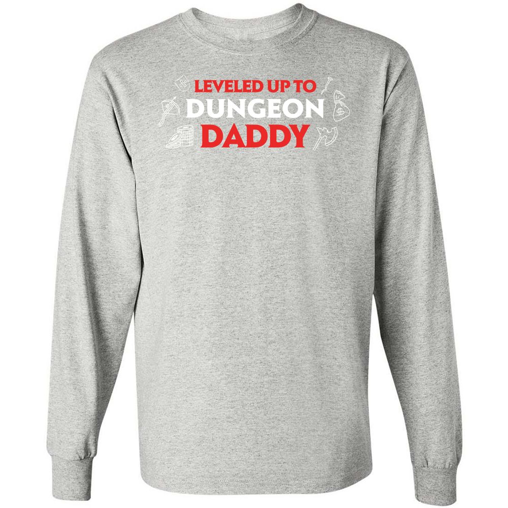 Leveled Up To Dungeon Daddy Long Sleeve T-Shirt - Ash - 7