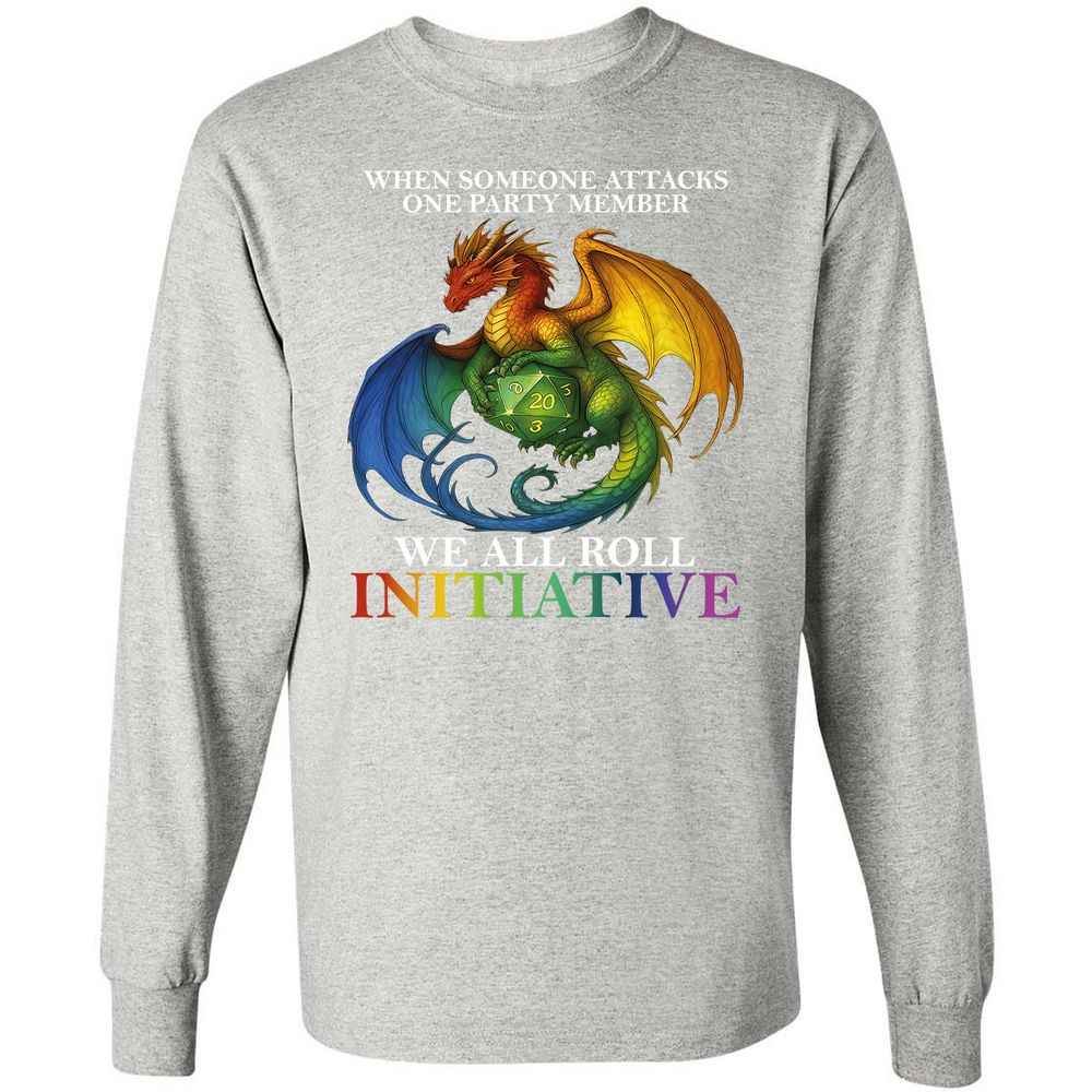 Dragon Roll For Initiative Long Sleeve T-Shirt - Ash - 7