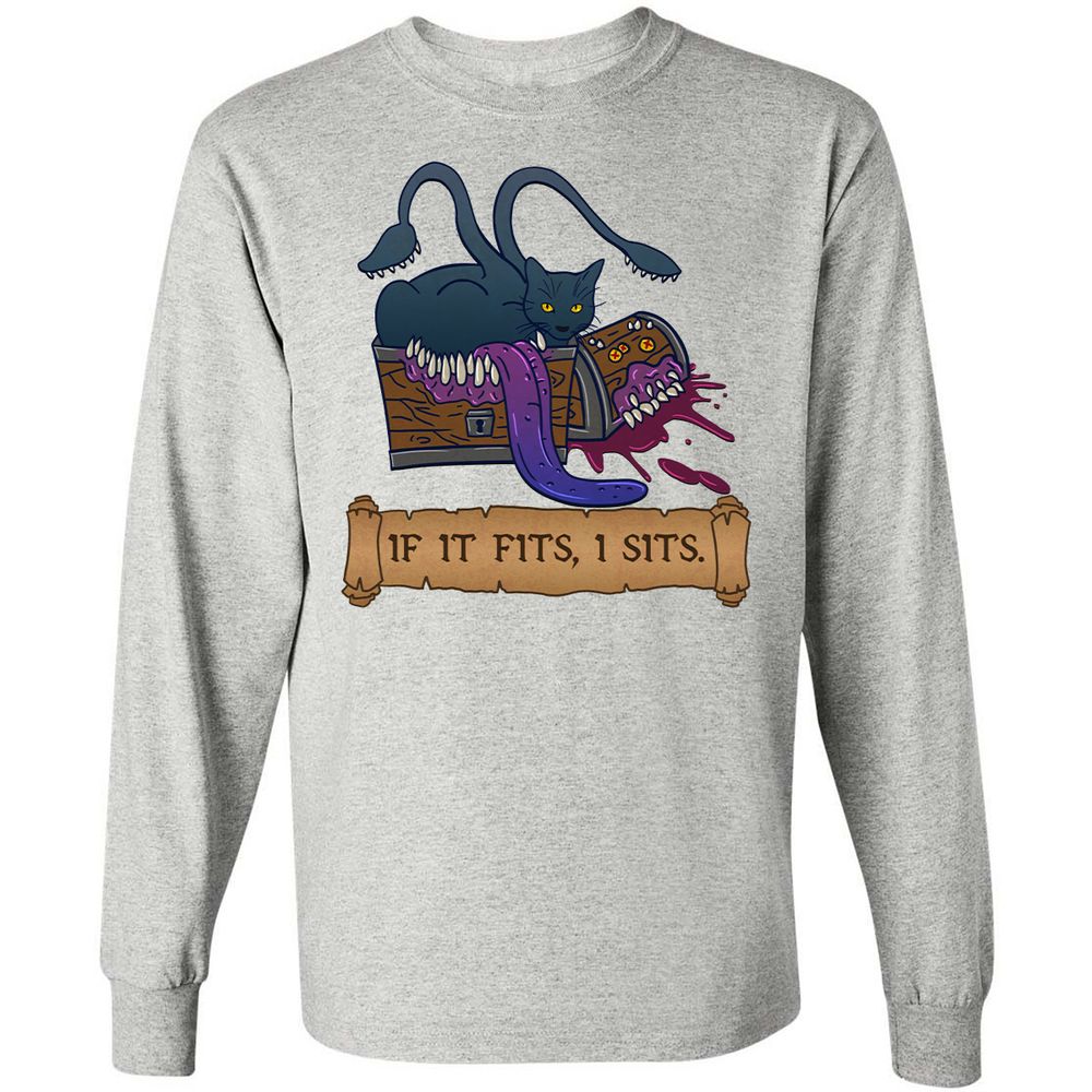 If It Fits I Sits Long Sleeve T-Shirt - Ash - 7