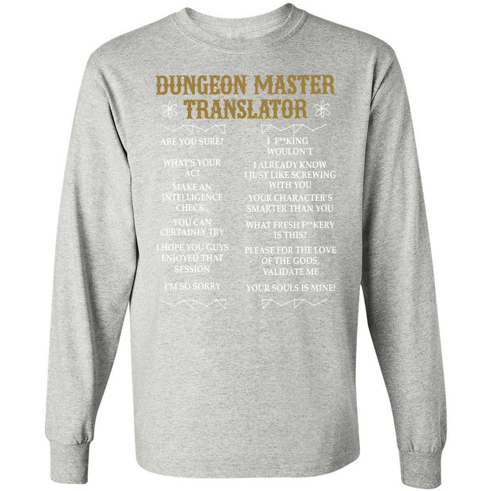 Dungeon Master Translator Long Sleeve T-Shirt - Ash - 7