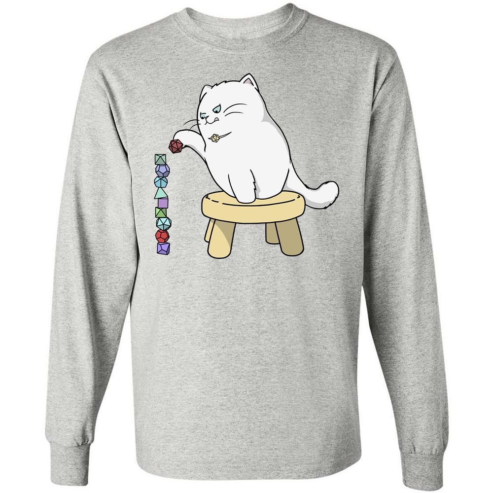 Cat Stacking Dice Long Sleeve T-Shirt - Ash - 7