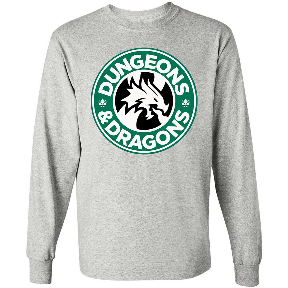 D&D Coffee Long Sleeve T-Shirt - Ash - 7