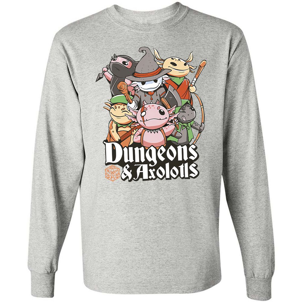 Dungeons And Axolotls Long Sleeve T-Shirt - Ash - 7
