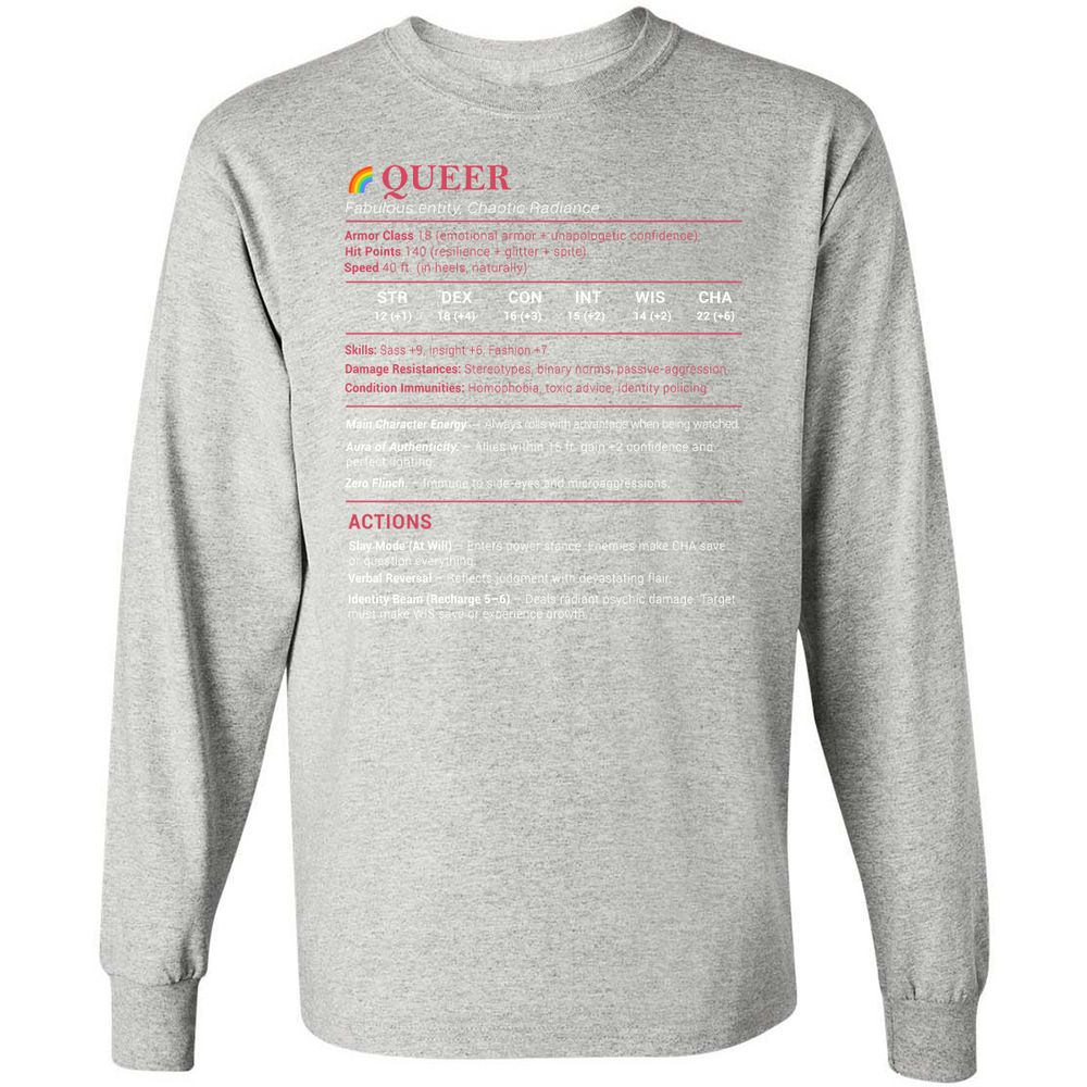 Queer Stats Long Sleeve T-Shirt - Ash - 7