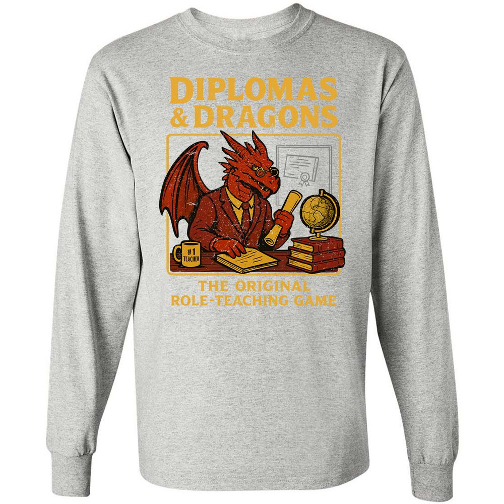 Diplomas & Dragons Long Sleeve T-Shirt - Ash - 7