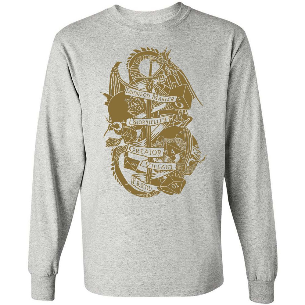 Dungeon Master Dragon Long Sleeve T-Shirt - Ash - 7