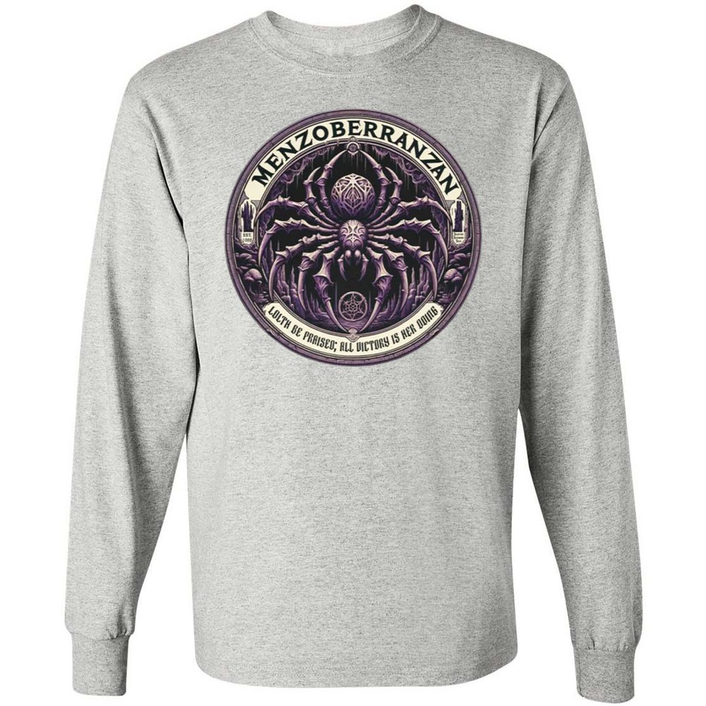 Menzoberranzan Lolth Be Praised Long Sleeve T-Shirt - Ash - 7