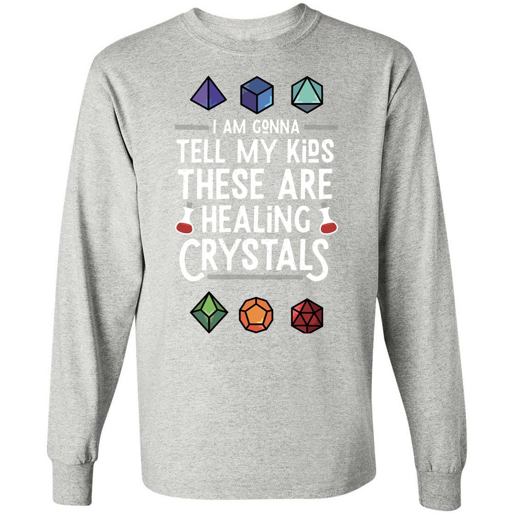 Healing Crystals Long Sleeve T-Shirt - Ash - 7