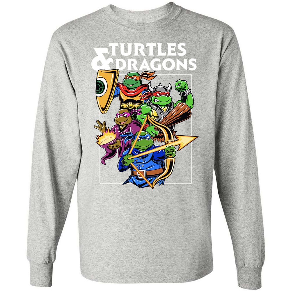 Turtles & Dragons Long Sleeve T-Shirt - Ash - 7