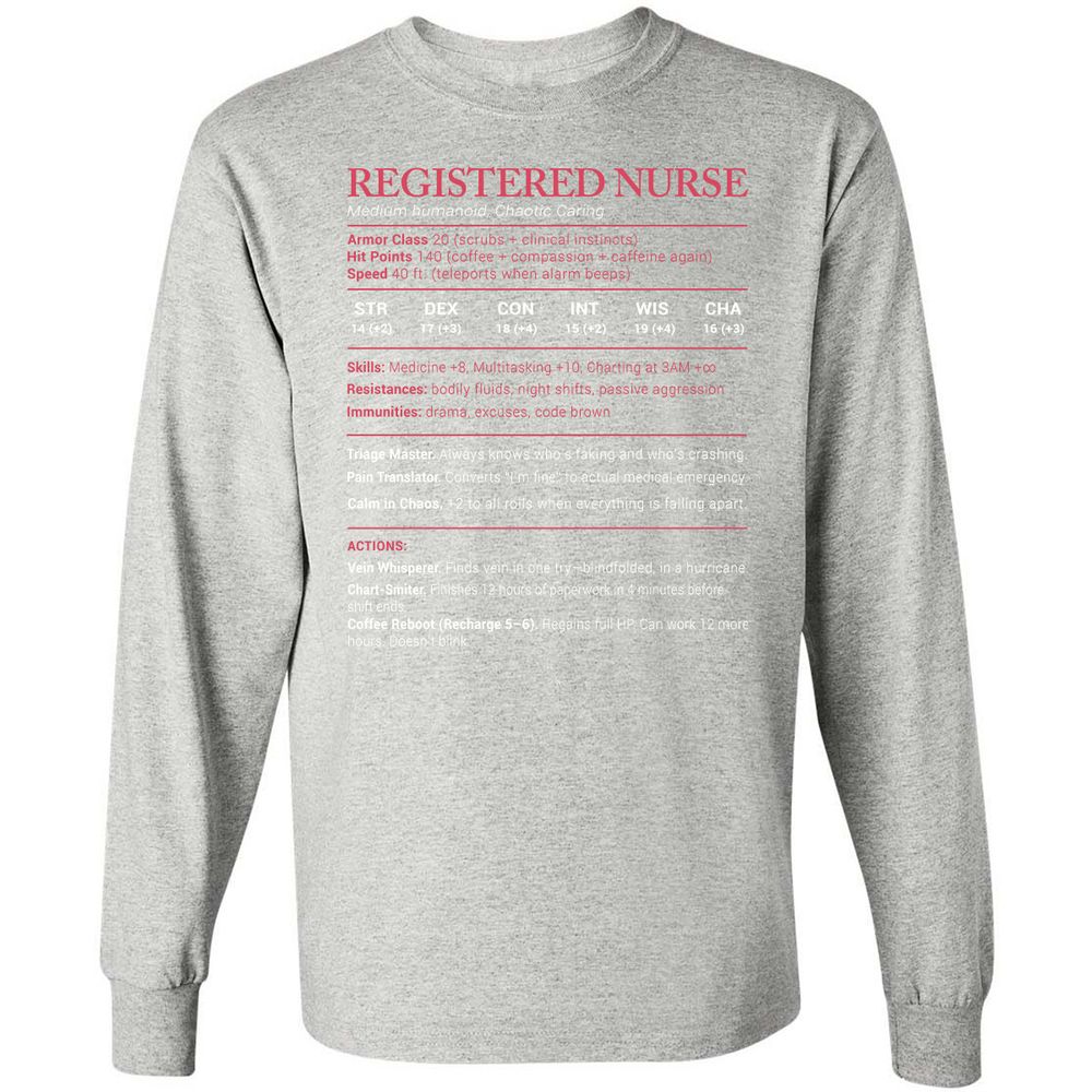 Registered Nurse Stats Long Sleeve T-Shirt - Ash - 7