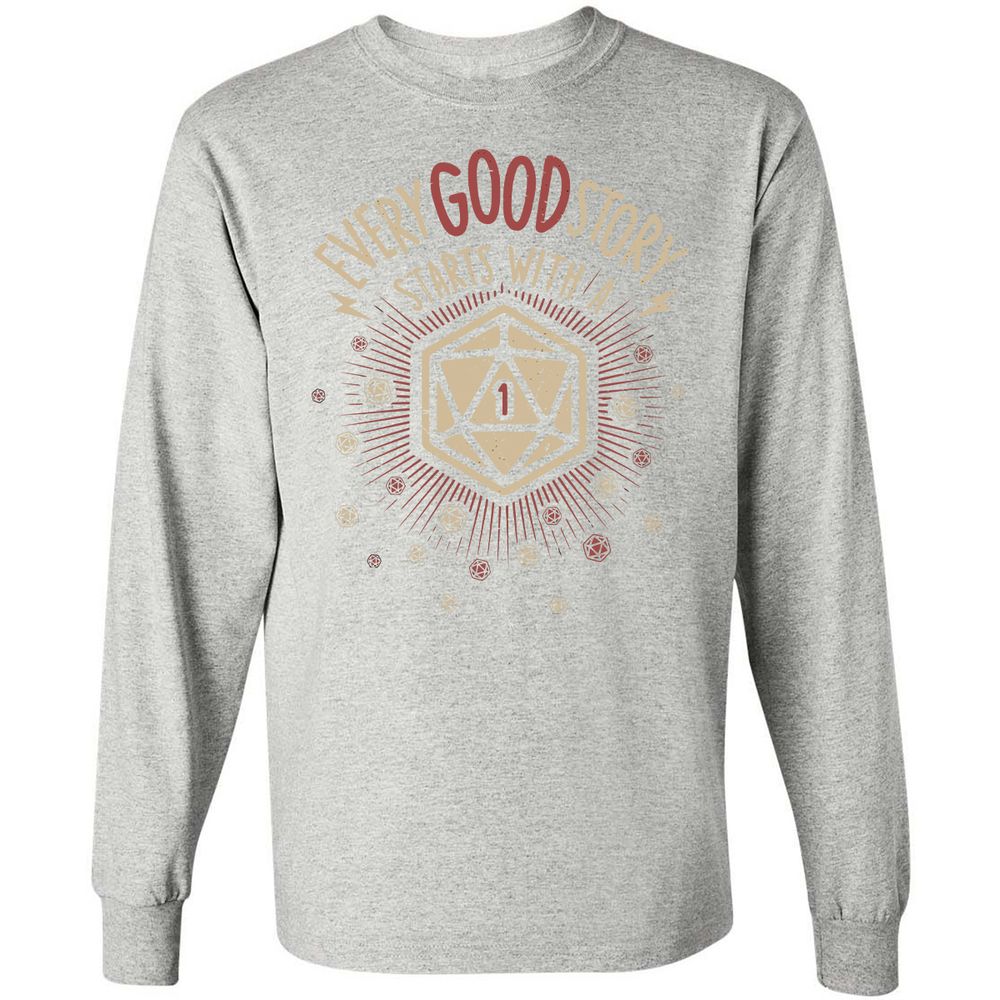 Good Story Starts With A 1 Long Sleeve T-Shirt - Ash - 7
