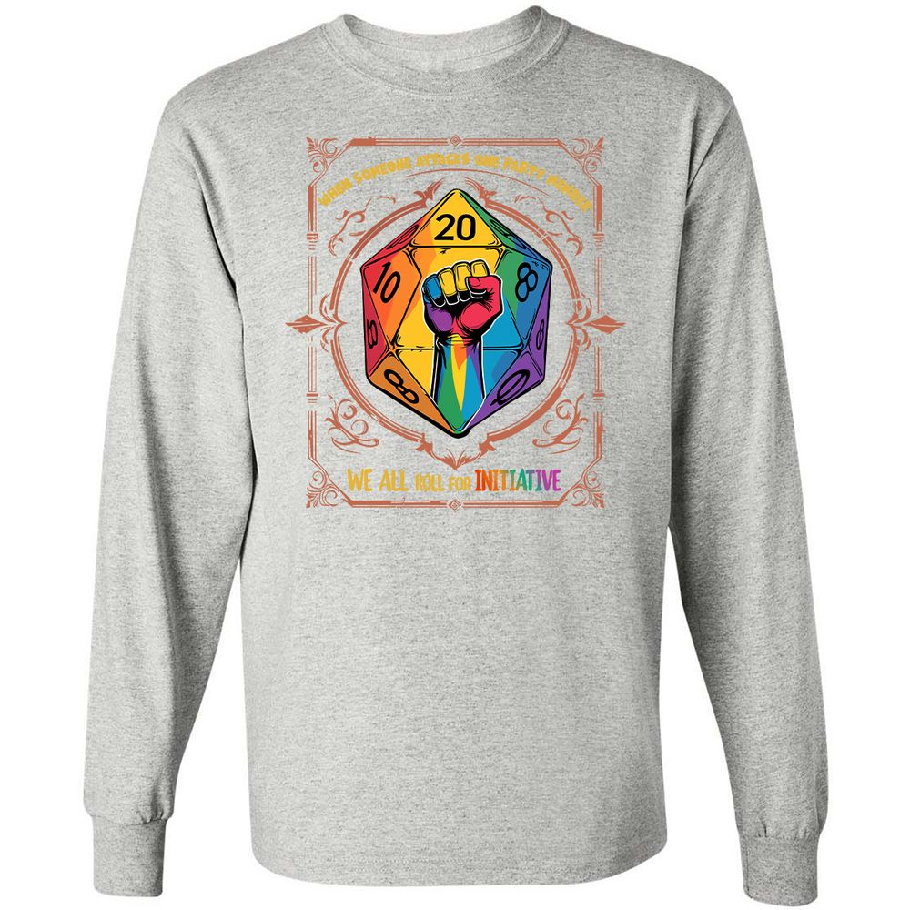 Roll For Initiative Long Sleeve T-Shirt - Ash - 7