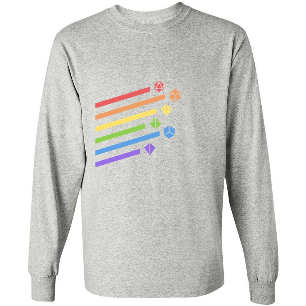Rainbow Dice Set Long Sleeve T-Shirt - Ash - 7