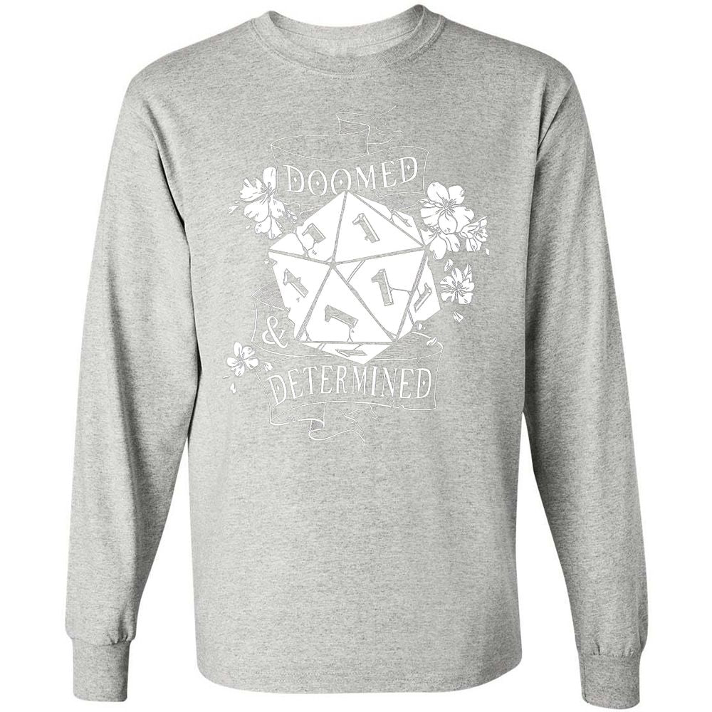 Doomed Determined Long Sleeve T-Shirt - Ash - 7