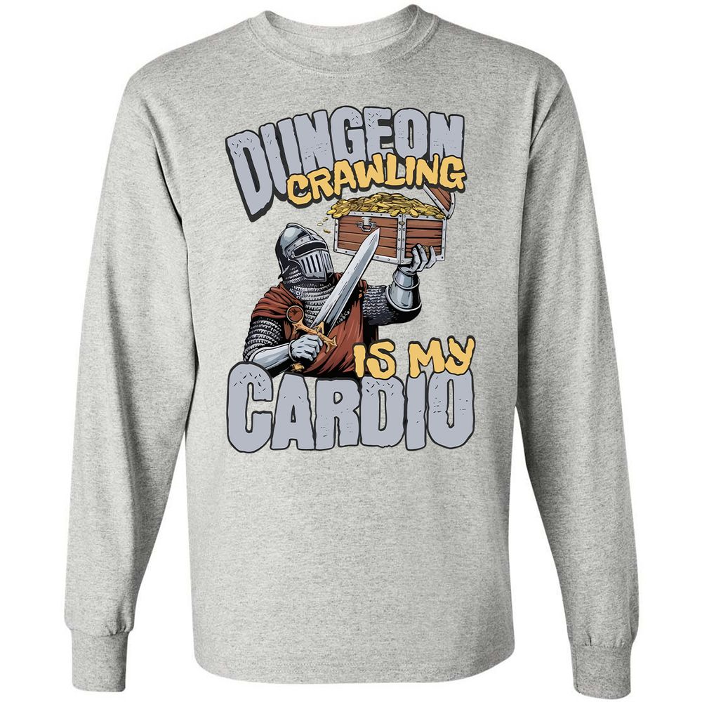 Dungeon Crawling Is My Cardio Long Sleeve T-Shirt - Ash - 7